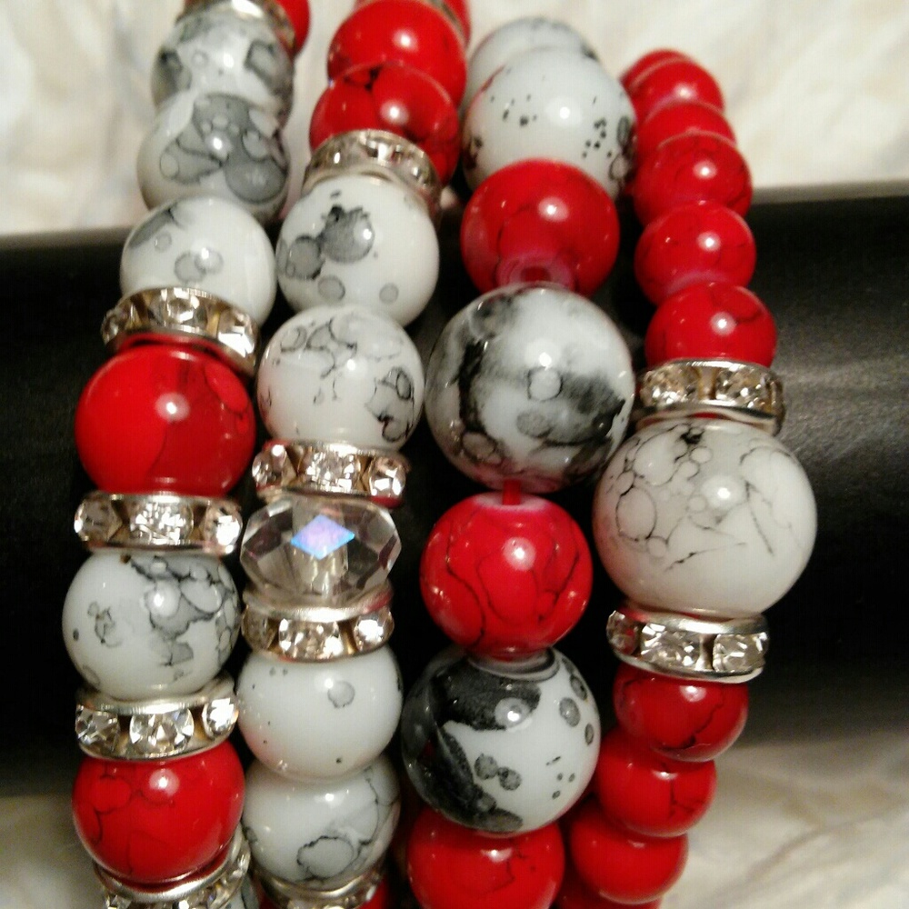 Women's Natural Jade Stone Stack Beaded Bracelets